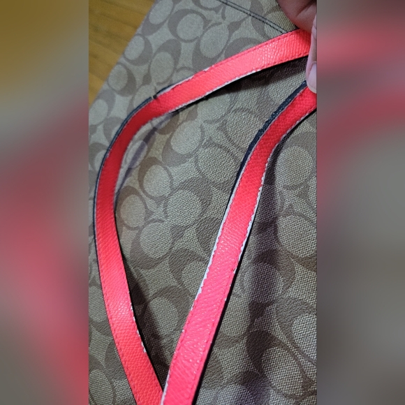 Coach Brown and Red Signature Tote Bag - Picture 12 of 14